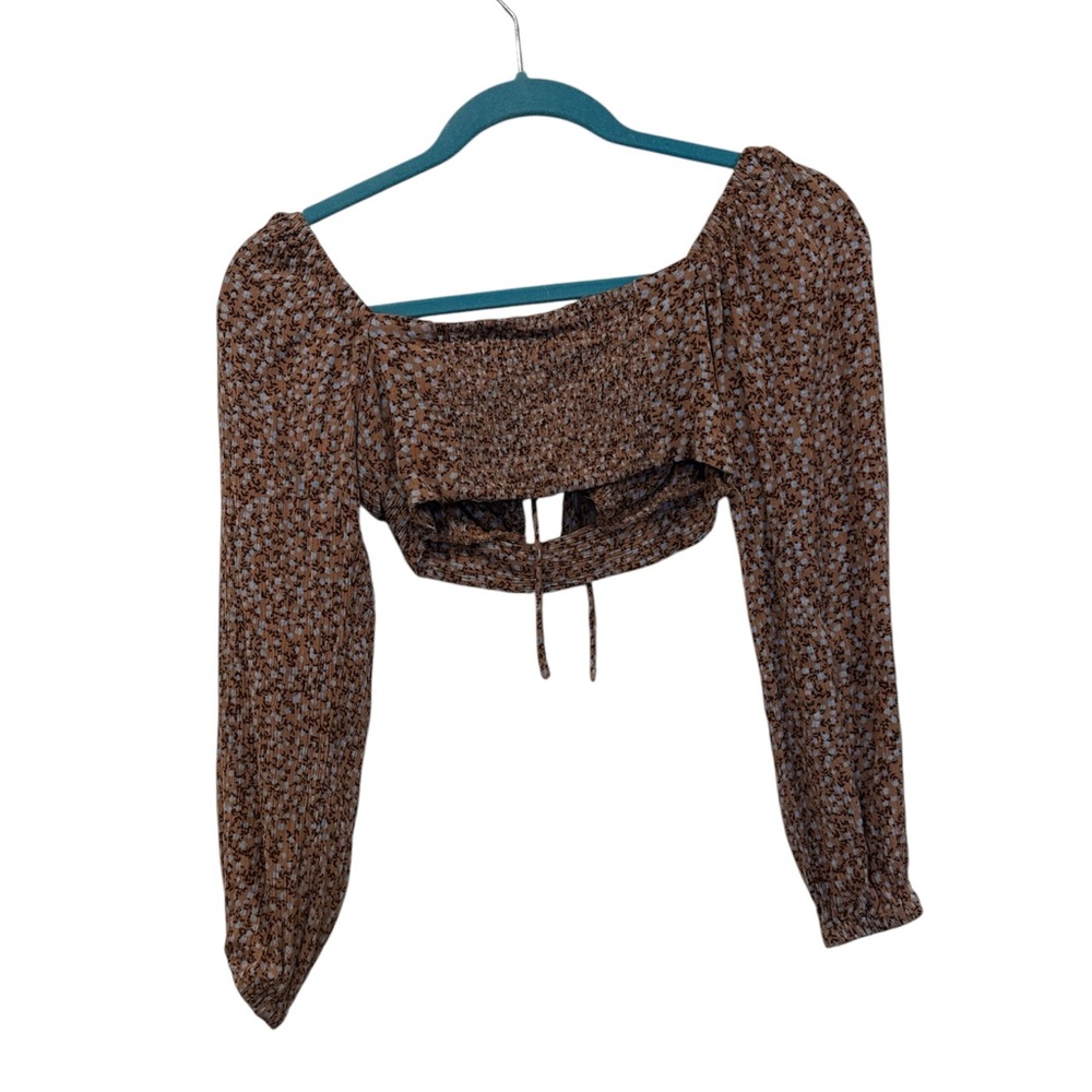 Garage Women’s TP/XS Floral Stretchy Long Sleeve Cropped Top EUC - Picture 4 of 4